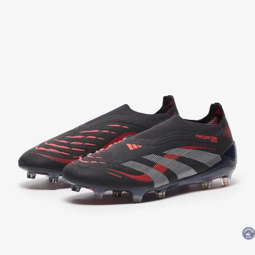 Image of Predator 25 Elite Laceless FG Stealth Victory - Noir/Gris/Lucid Red