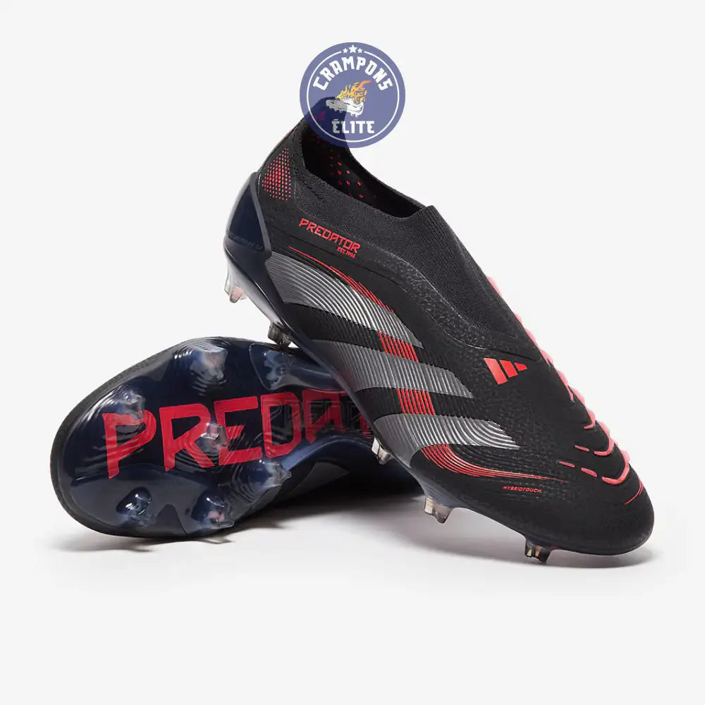 Image of Predator 25 Elite Laceless FG Stealth Victory - Noir/Gris/Lucid Red