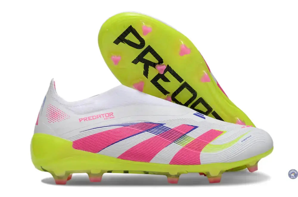 Image of Predator 25 Laceless FG Blanc/Jaune/Rose