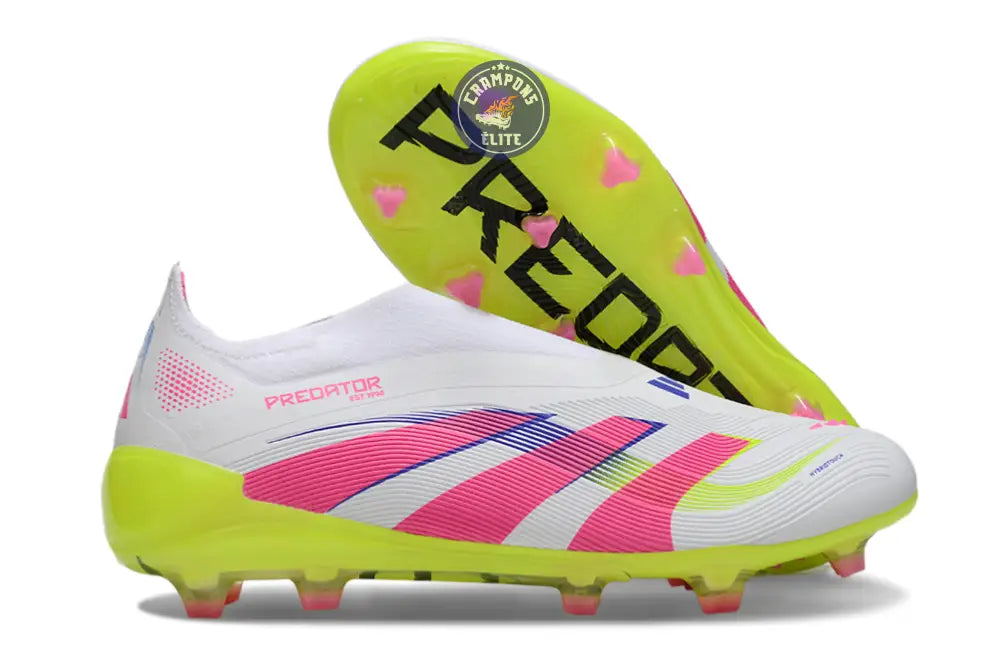 Image of Predator 25 Laceless FG Blanc/Jaune/Rose