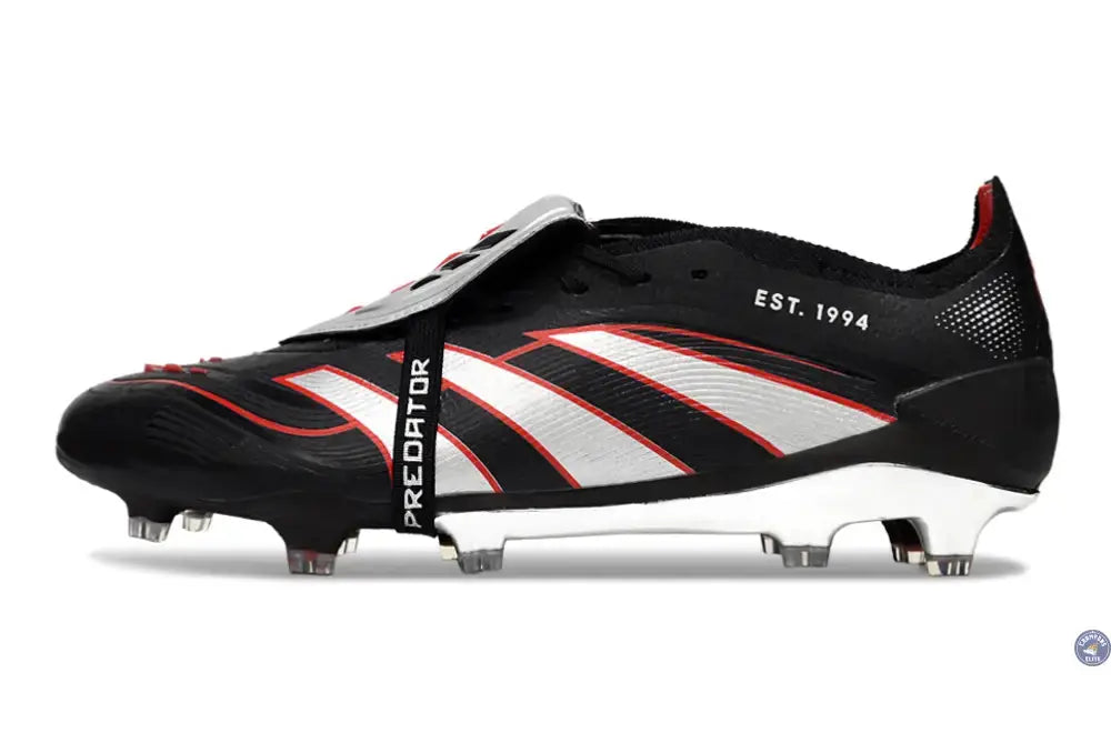 PREDATOR ELITE FOLD-OVER TONGUE FG OBSIDIAN STRIKE - Noir/Argent/Rouge