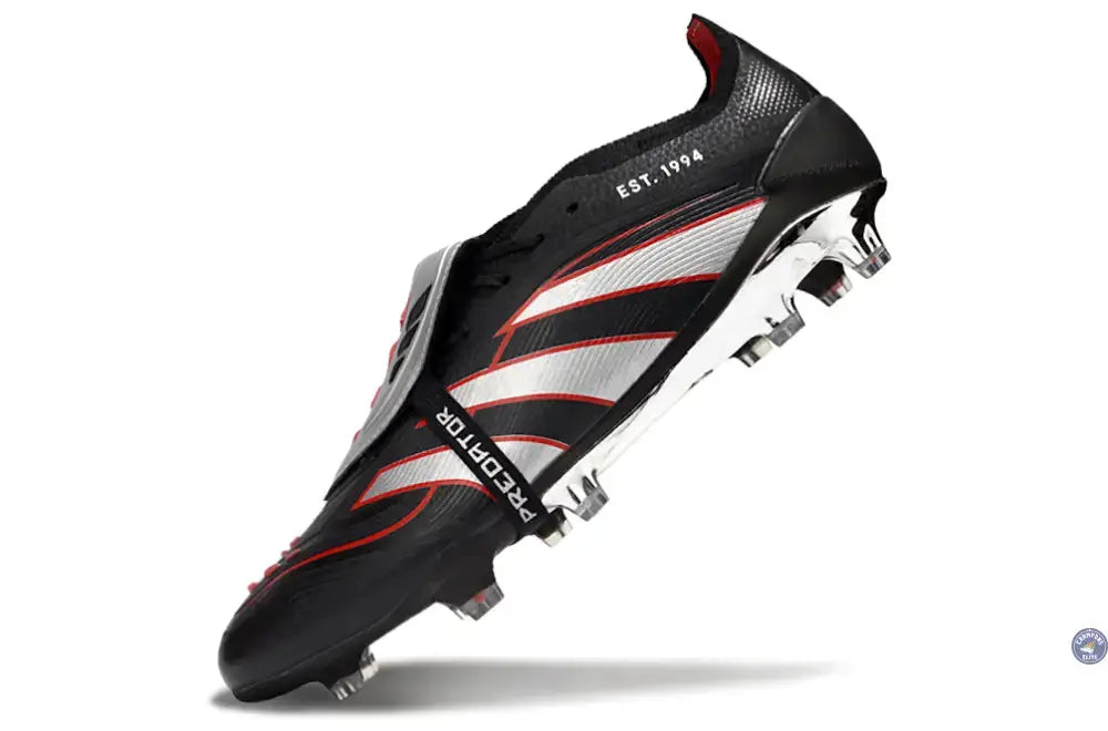 PREDATOR ELITE FOLD-OVER TONGUE FG OBSIDIAN STRIKE - Noir/Argent/Rouge