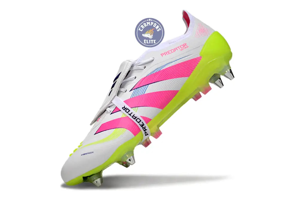 Image of PREDATOR ELITE FOLD-OVER TONGUE SG CELESTIAL VICTORY - BLANC/ROSE/VERT