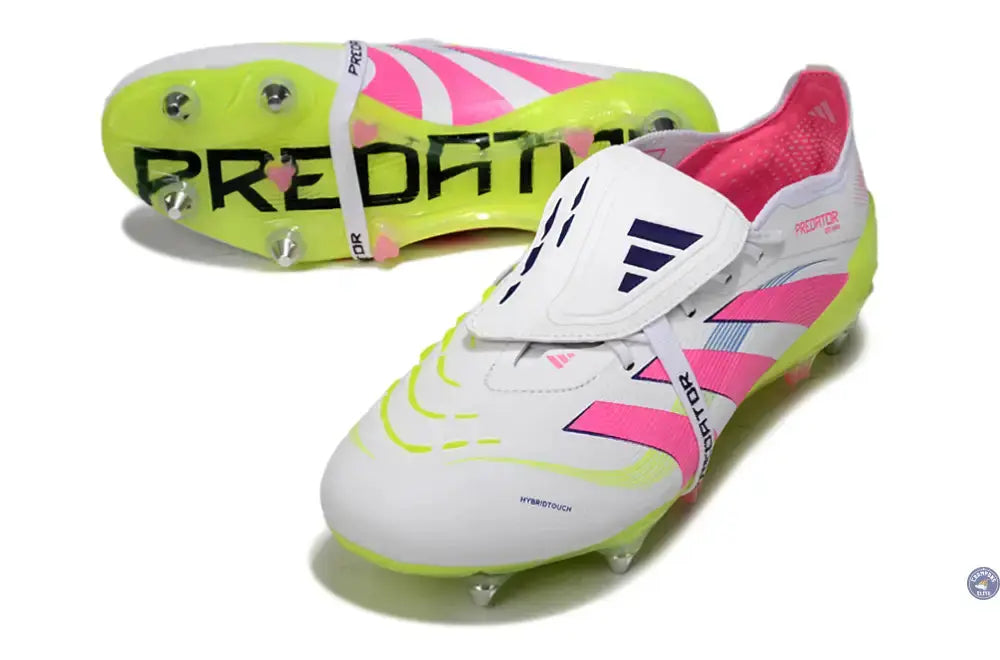 Image of PREDATOR ELITE FOLD-OVER TONGUE SG CELESTIAL VICTORY - BLANC/ROSE/VERT