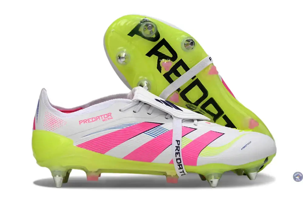 Image of PREDATOR ELITE FOLD-OVER TONGUE SG CELESTIAL VICTORY - BLANC/ROSE/VERT