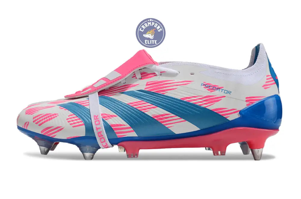 Image of Predator Elite Fold-over Tongue SG Reemergence - Blanc/Bleu/Rose