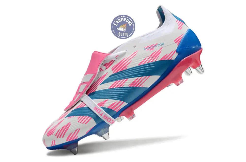 Image of Predator Elite Fold-over Tongue SG Reemergence - Blanc/Bleu/Rose