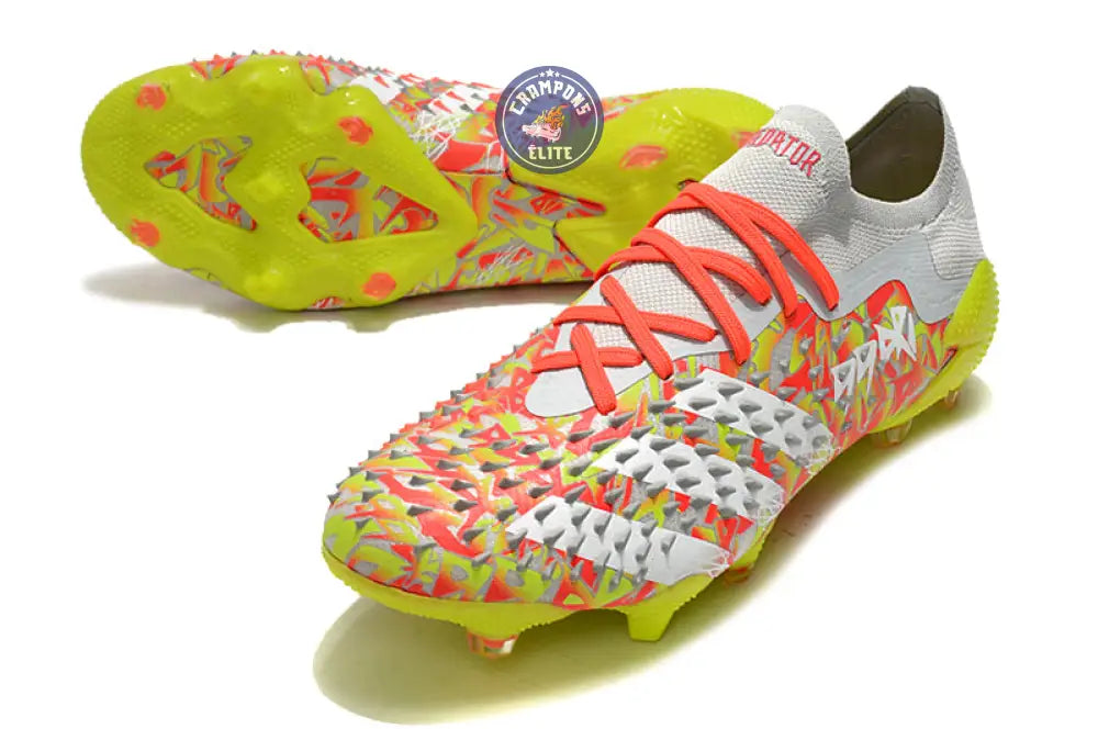 Predator Freak Basse Lacets FG Numbers Up - Gris/Blanc/Jaune