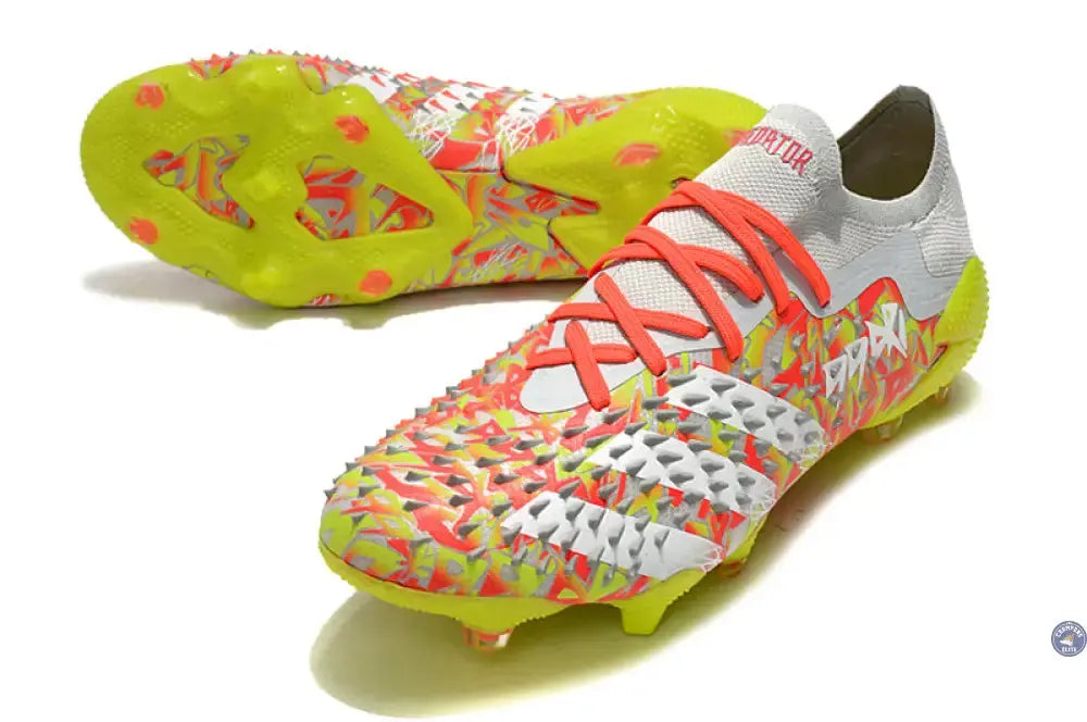 Predator Freak Basse Lacets FG Numbers Up - Gris/Blanc/Jaune