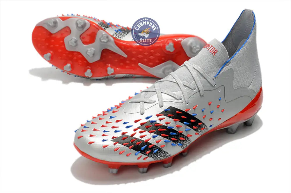 Predator Freak Lacets FG Showpiece - Argenté/Noir/Rouge