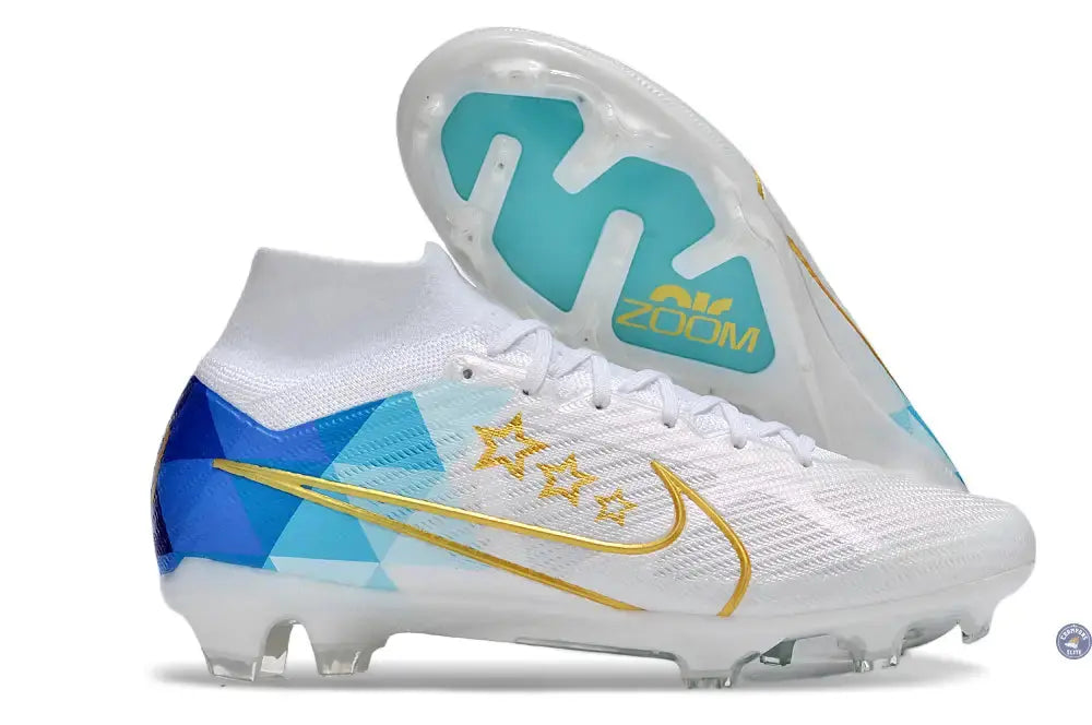 Image of Superfly 9 Elite FG x Enzo Fernandez Blanc/Bleu/Or