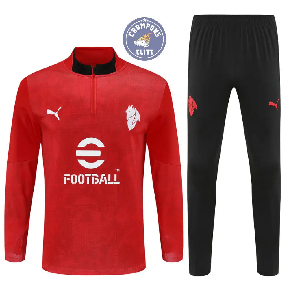 Survêtement d’entraînement demi-zip - AC Milan 2025/2026 - Rouge/Noir/Blanc