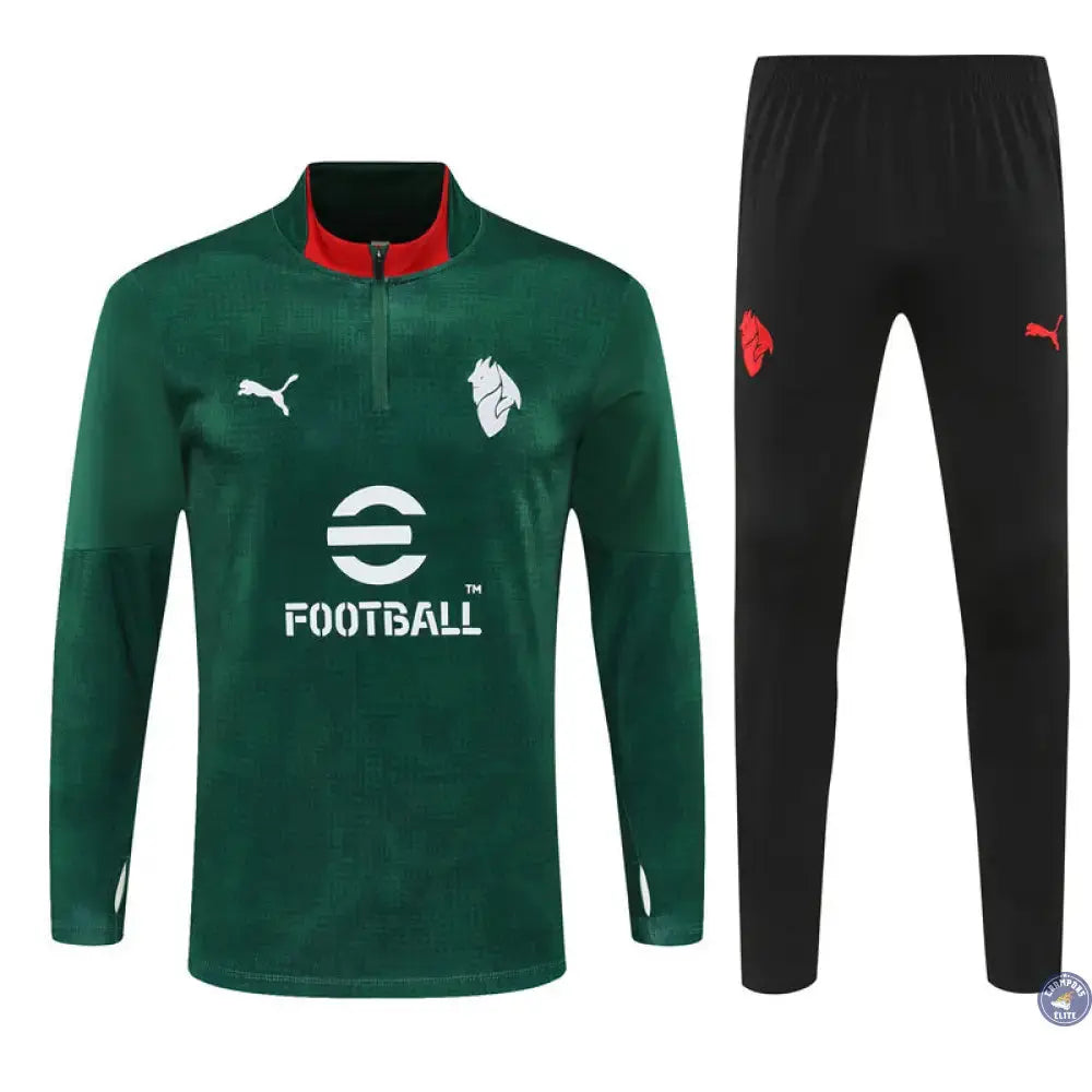 Image of Survêtement d’entraînement demi-zip - AC Milan 2025/2026 - Vert/Noir/Rouge