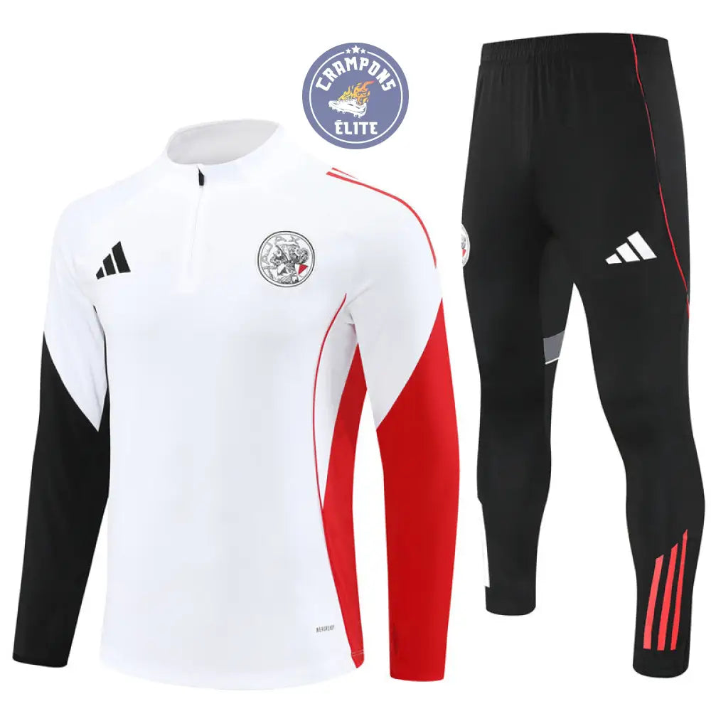 Survêtement d’entraînement demi-zip - Ajax 2025/2026 - Blanc/Noir/Rouge