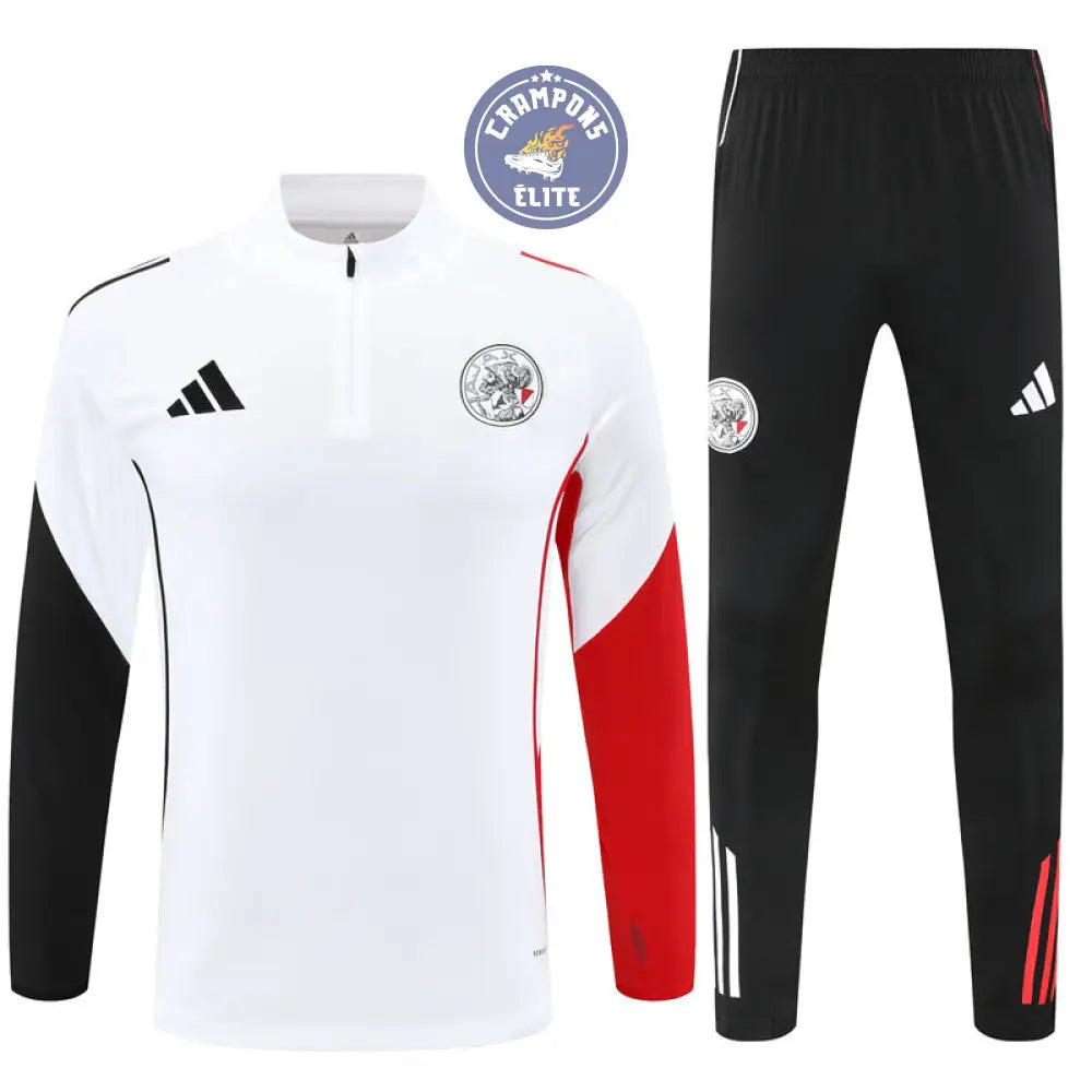 Survêtement d’entraînement demi-zip - Ajax 2025/2026 - Blanc/Noir/Rouge