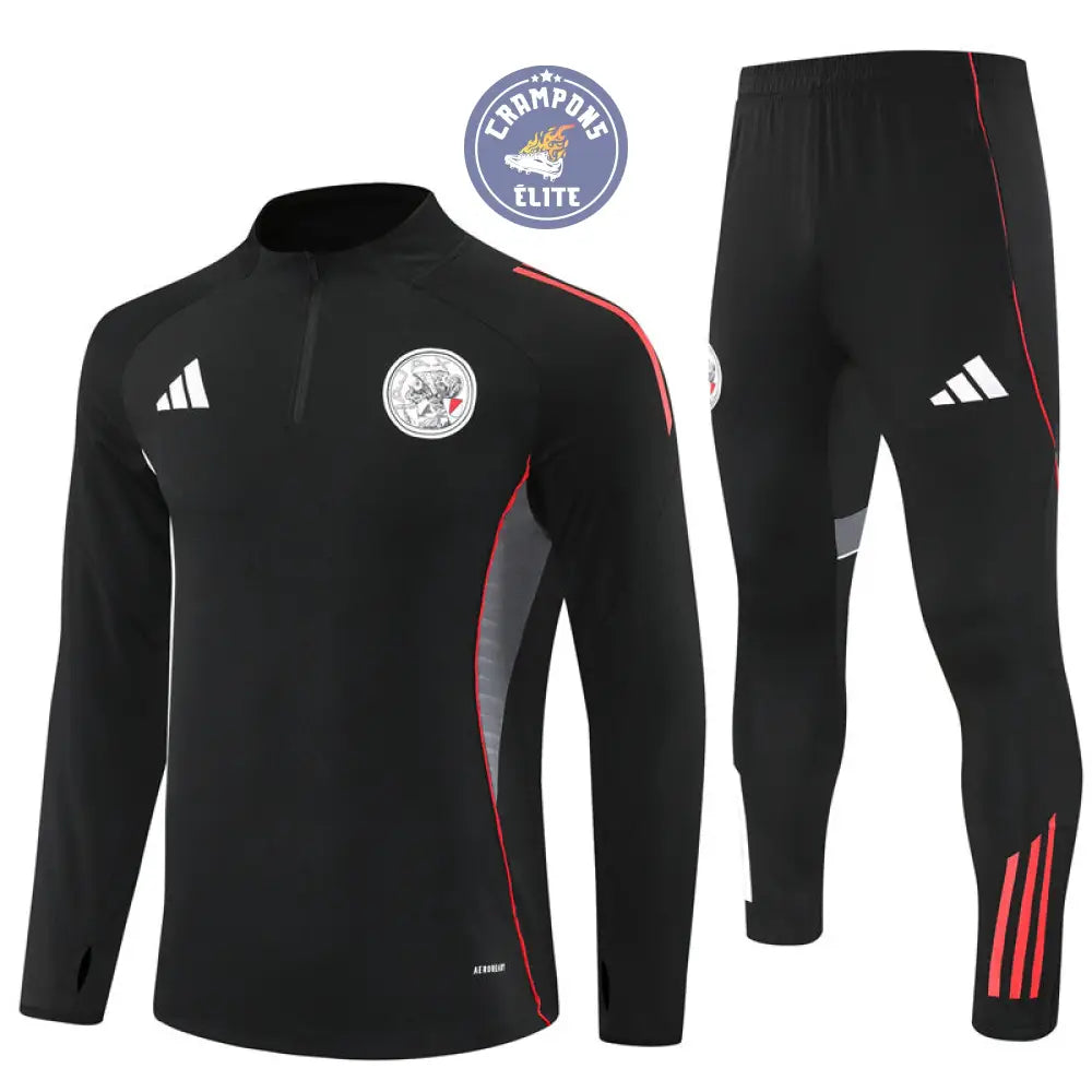 Image of Survêtement d’entraînement demi-zip - Ajax 2025/2026 - Noir/Gris/Rouge