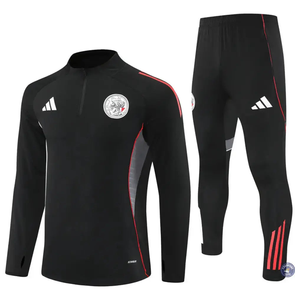 Image of Survêtement d’entraînement demi-zip - Ajax 2025/2026 - Noir/Gris/Rouge