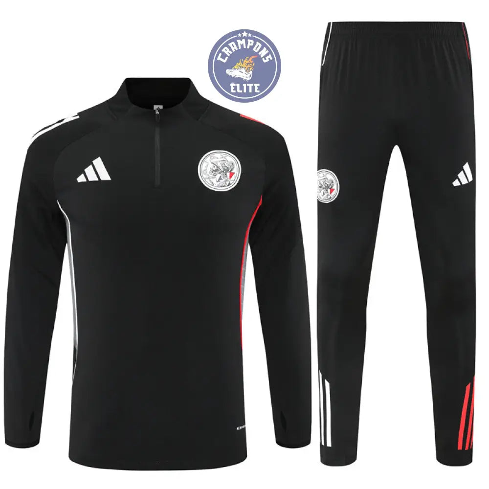 Survêtement d’entraînement demi-zip - Ajax 2025/2026 - Noir/Gris/Rouge