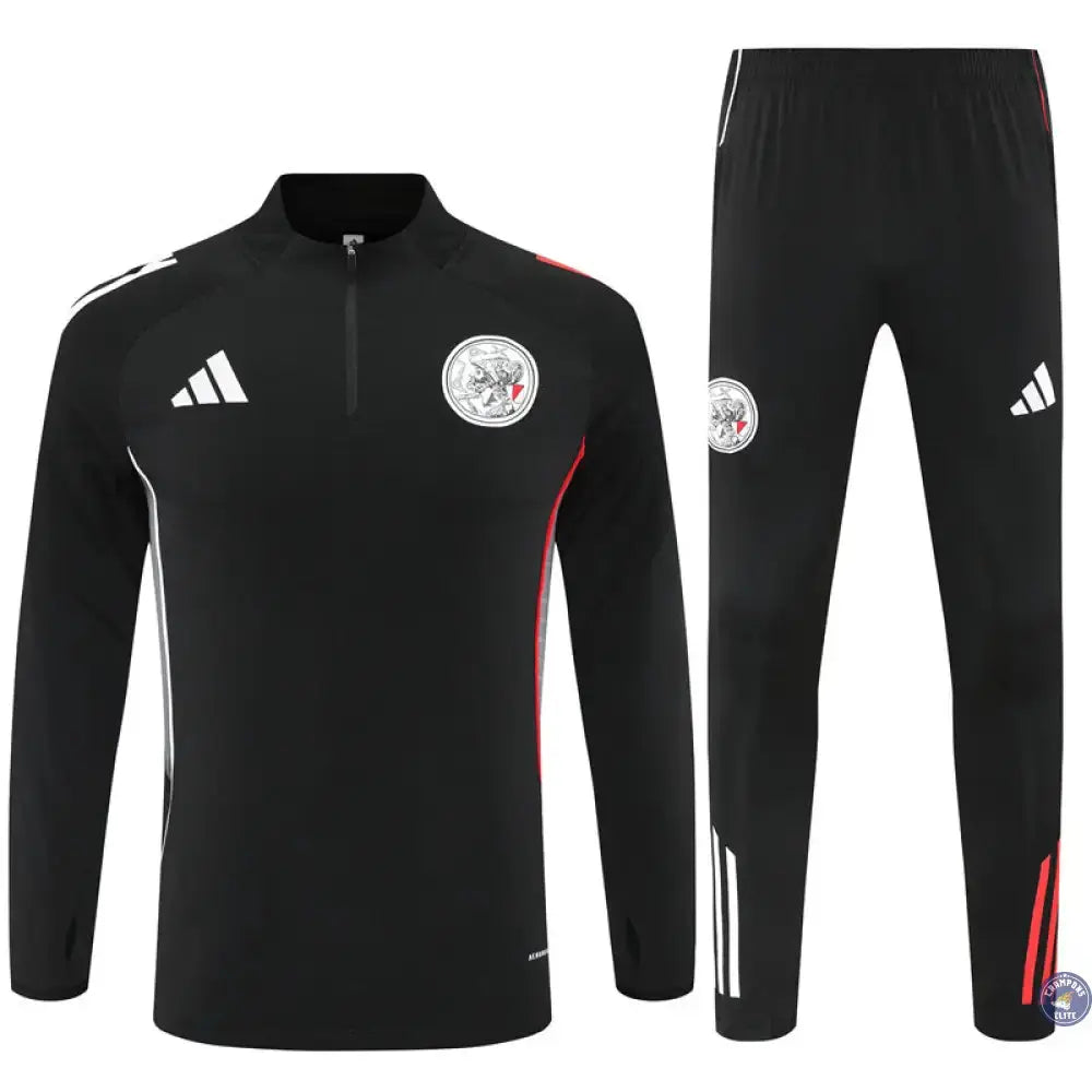 Survêtement d’entraînement demi-zip - Ajax 2025/2026 - Noir/Gris/Rouge
