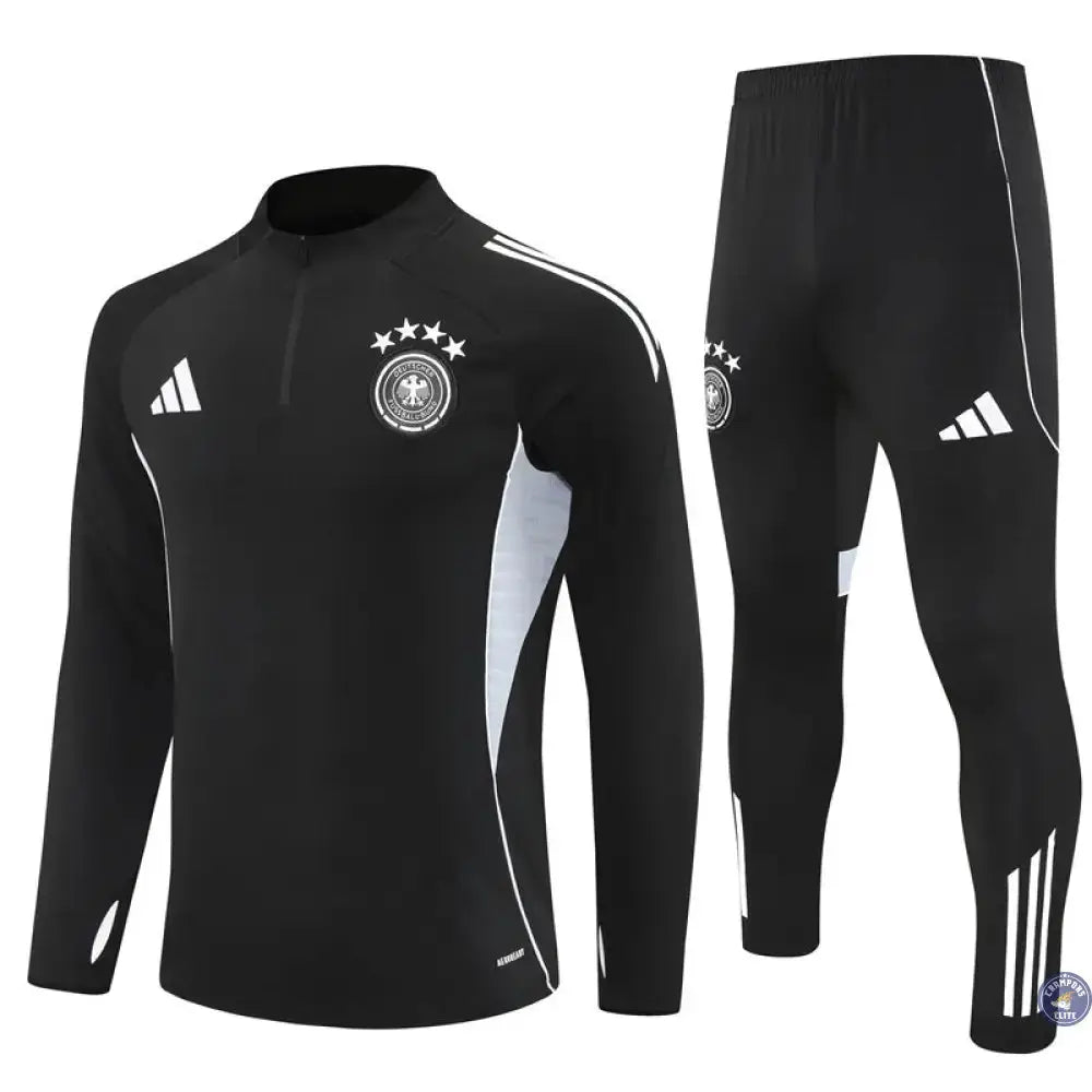 Image of Survêtement d’entraînement demi-zip - Allemagne 2025/2026 - Noir/Blanc