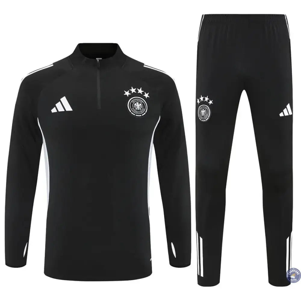 Survêtement d’entraînement demi-zip - Allemagne 2025/2026 - Noir/Blanc