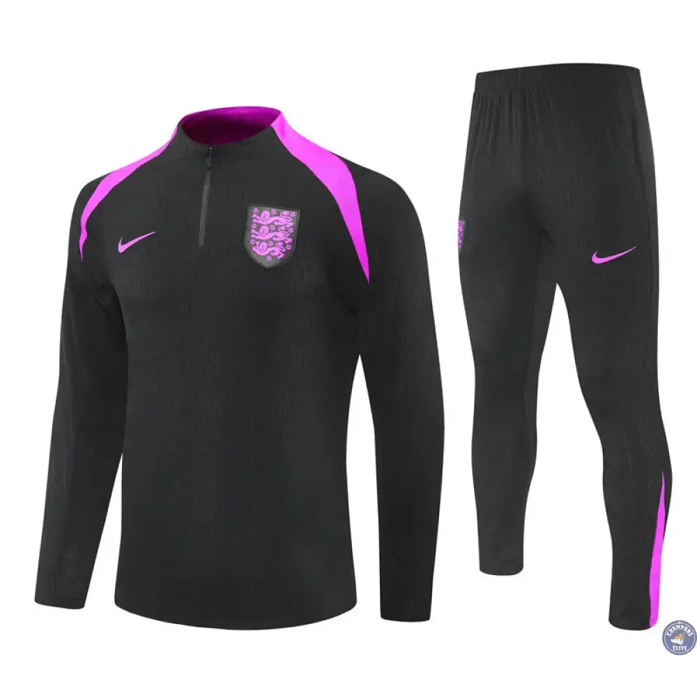 Image of Survêtement d’entraînement demi-zip - Angleterre 2025/2026 - Noir/Violet