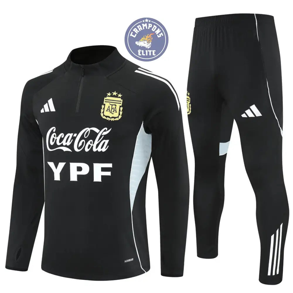 Survêtement d’entraînement demi-zip - Argentine 2025/2026 - Noir/Gris Bleuté/Blanc