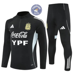 Image of Survêtement d’entraînement demi-zip - Argentine 2025/2026 - Noir/Gris Bleuté/Blanc