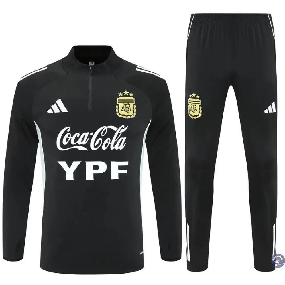 Survêtement d’entraînement demi-zip - Argentine 2025/2026 - Noir/Gris Bleuté/Blanc