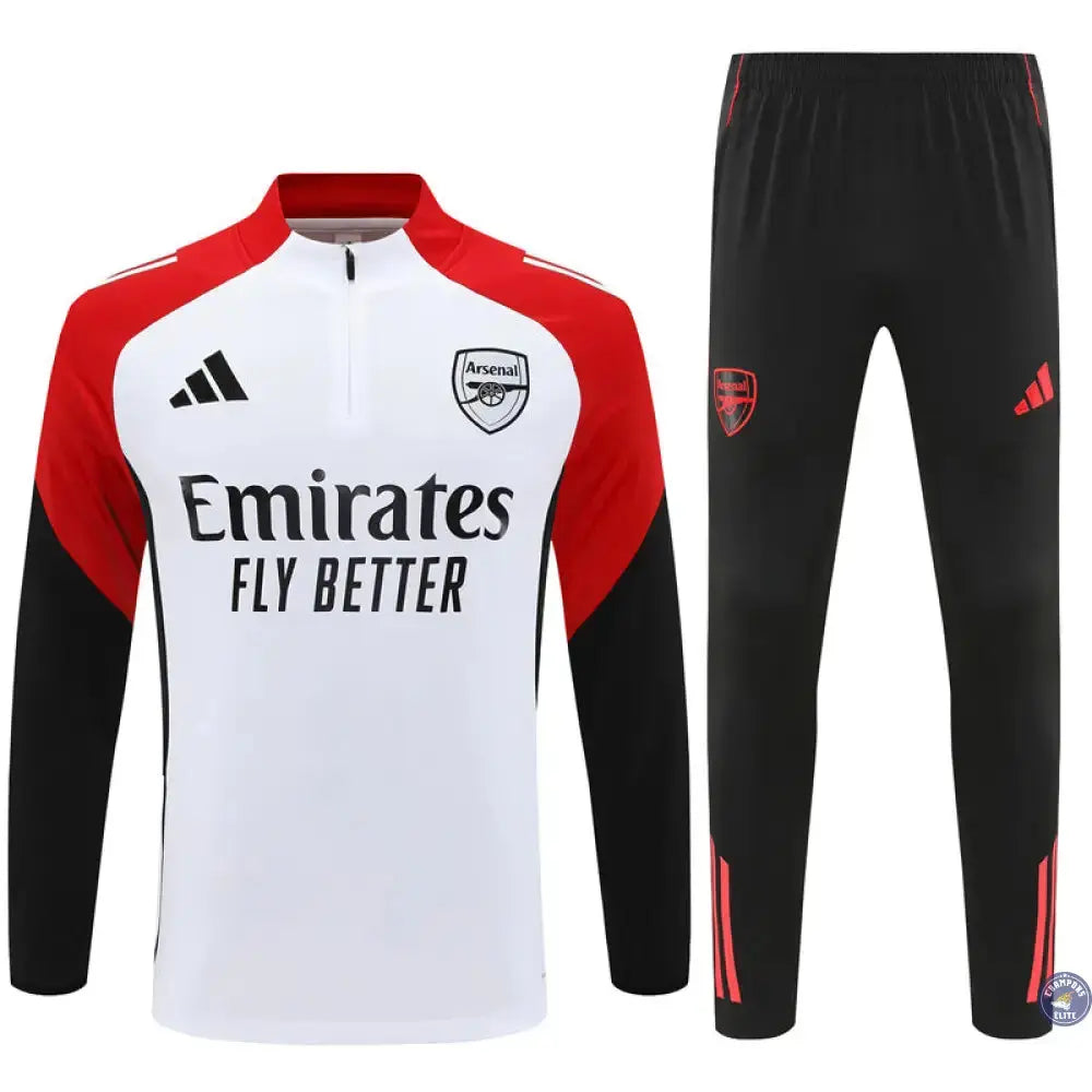 Survêtement d’entraînement demi-zip - Arsenal 2025/2026 - Blanc/Noir/Rouge