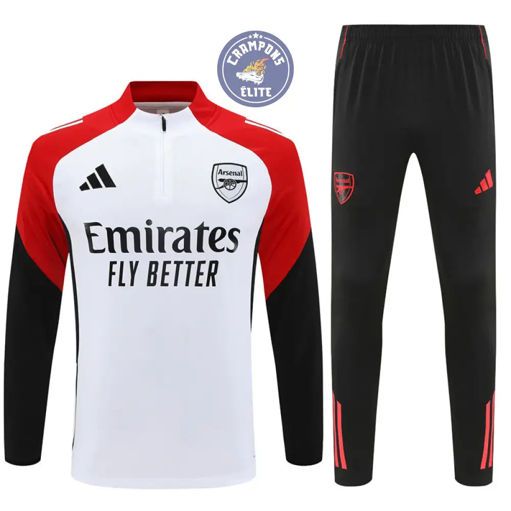 Image of Survêtement d’entraînement demi-zip - Arsenal 2025/2026 - Blanc/Noir/Rouge