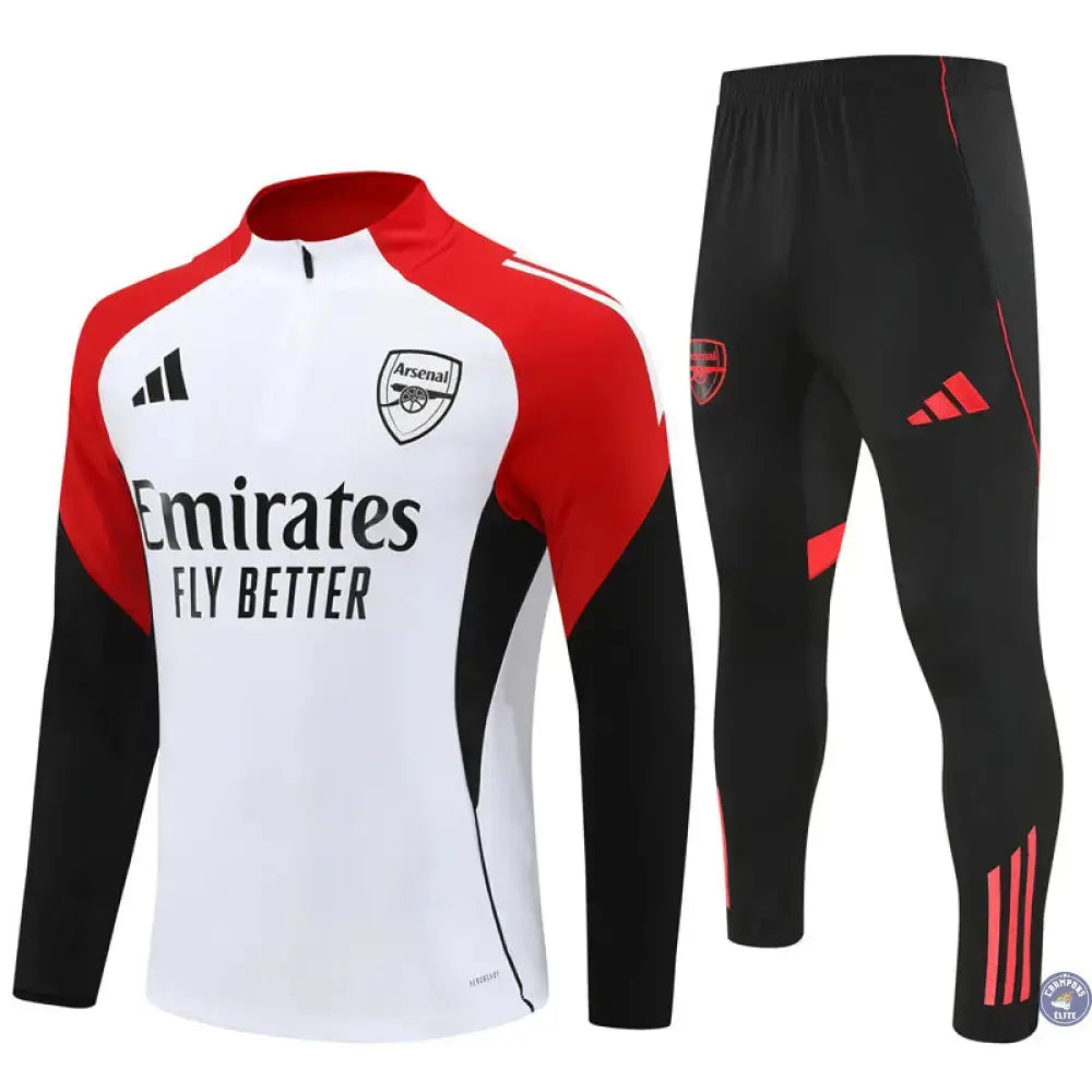 Survêtement d’entraînement demi-zip - Arsenal 2025/2026 - Blanc/Noir/Rouge