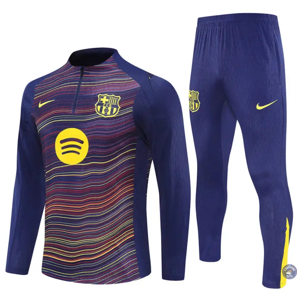 Survêtement d’entraînement demi-zip - Barcelone 2025/2026 - Camouflage Bleu marine à rayures jaunes