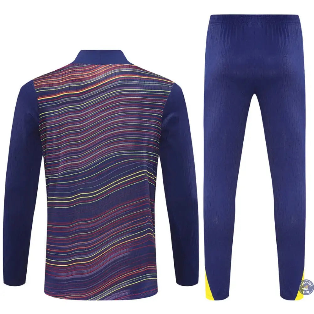 Image of Survêtement d’entraînement demi-zip - Barcelone 2025/2026 - Camouflage Bleu marine à rayures jaunes