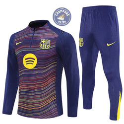 Image of Survêtement d’entraînement demi-zip - Barcelone 2025/2026 - Camouflage Bleu marine à rayures jaunes