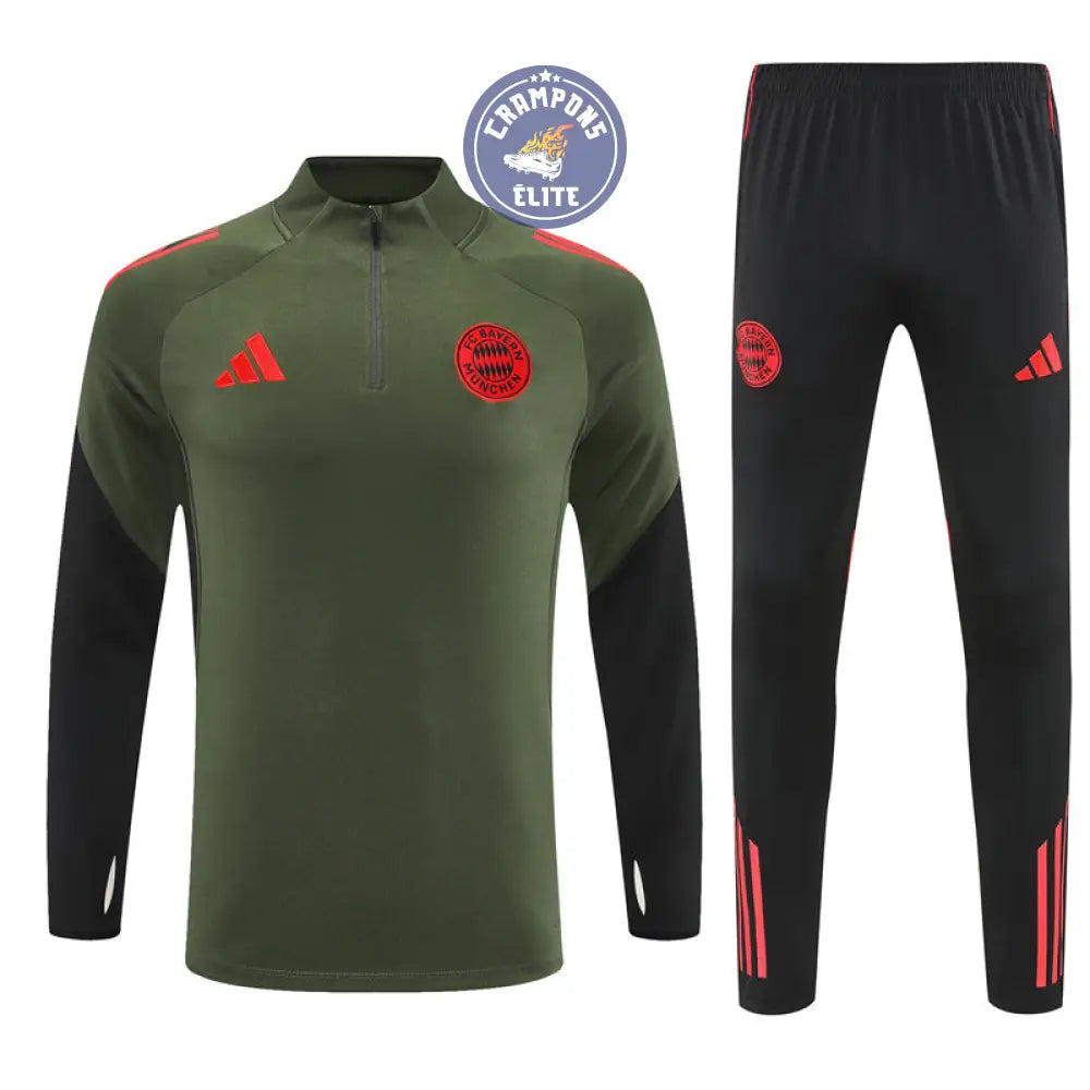 Survêtement d’entraînement demi-zip - Bayern Munich 2025/2026 - Kaki/Noir/Rouge