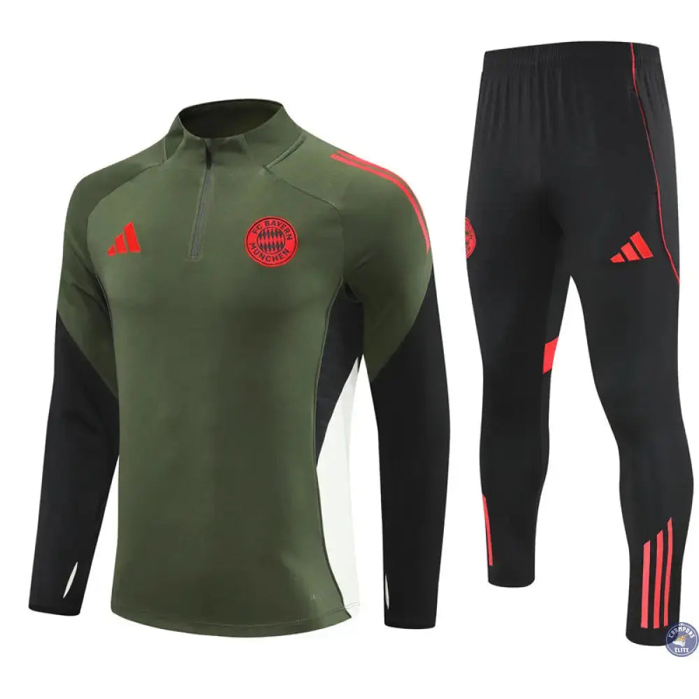 Survêtement d’entraînement demi-zip - Bayern Munich 2025/2026 - Kaki/Noir/Rouge