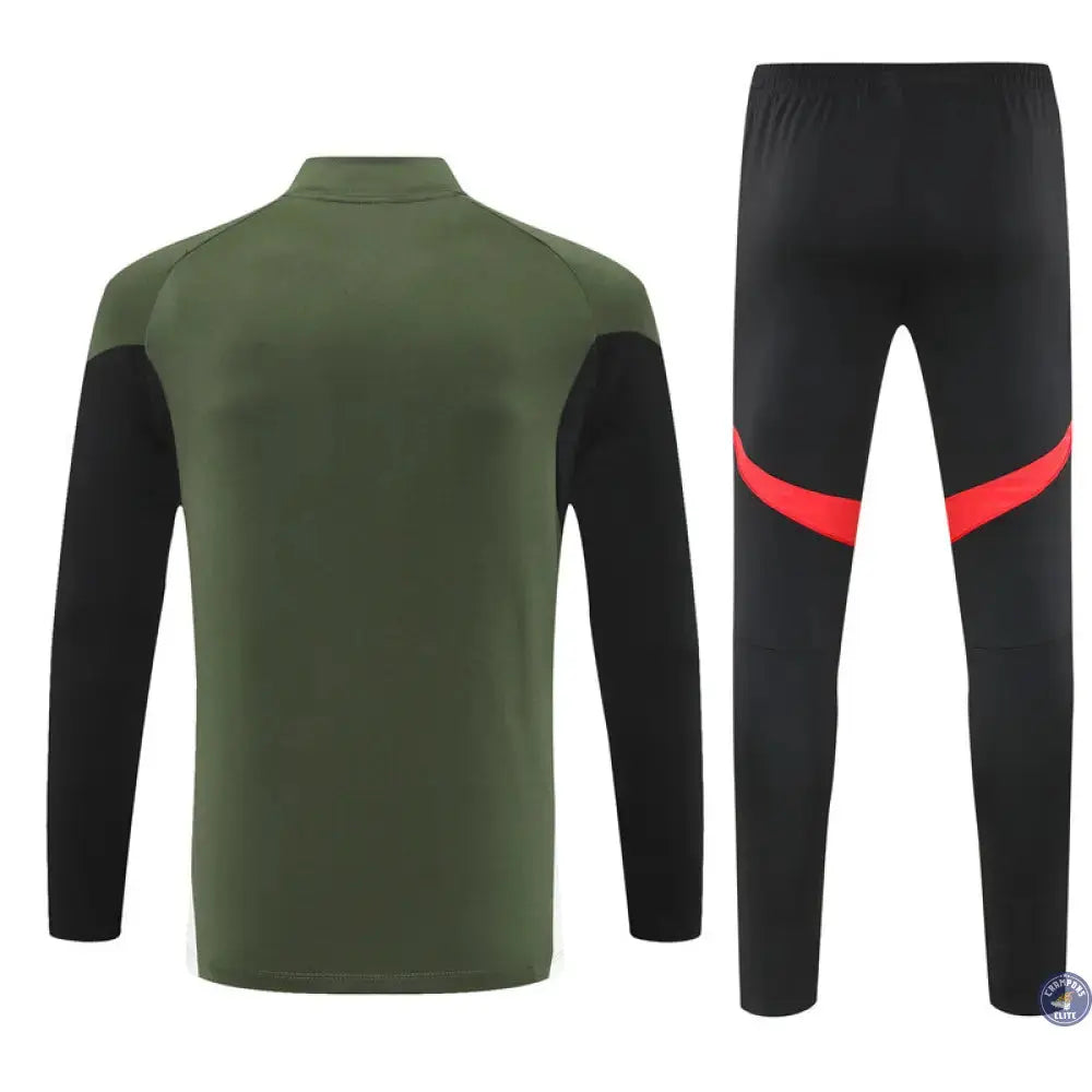 Survêtement d’entraînement demi-zip - Bayern Munich 2025/2026 - Kaki/Noir/Rouge