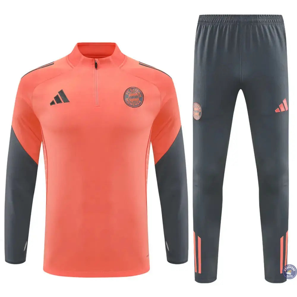 Image of Survêtement d’entraînement demi-zip - Bayern Munich 2025/2026 - Orange/Gris