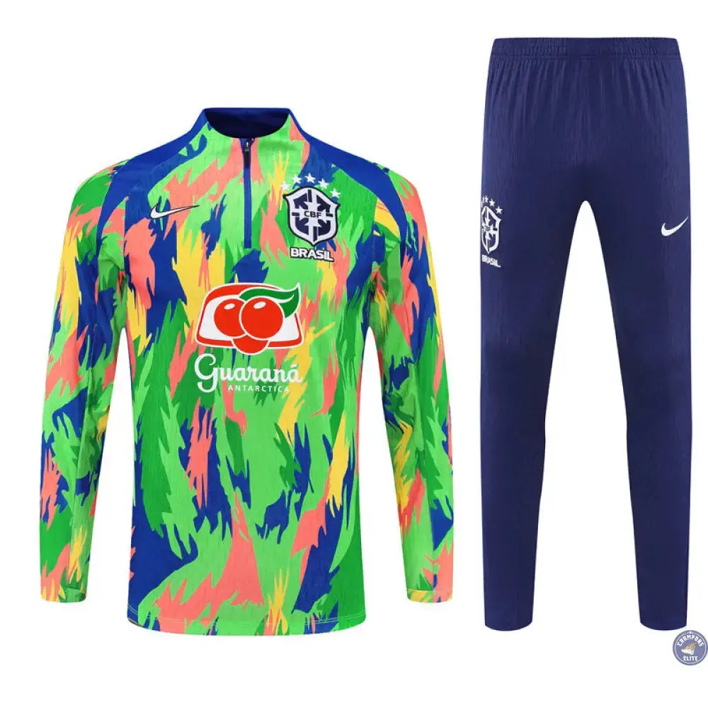 Survêtement d’entraînement demi-zip - Brésil 2025/2026 - Camouflage Vert/Bleu