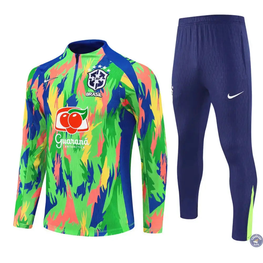 Image of Survêtement d’entraînement demi-zip - Brésil 2025/2026 - Camouflage Vert/Bleu