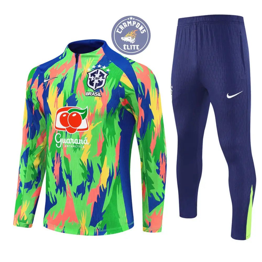 Survêtement d’entraînement demi-zip - Brésil 2025/2026 - Camouflage Vert/Bleu
