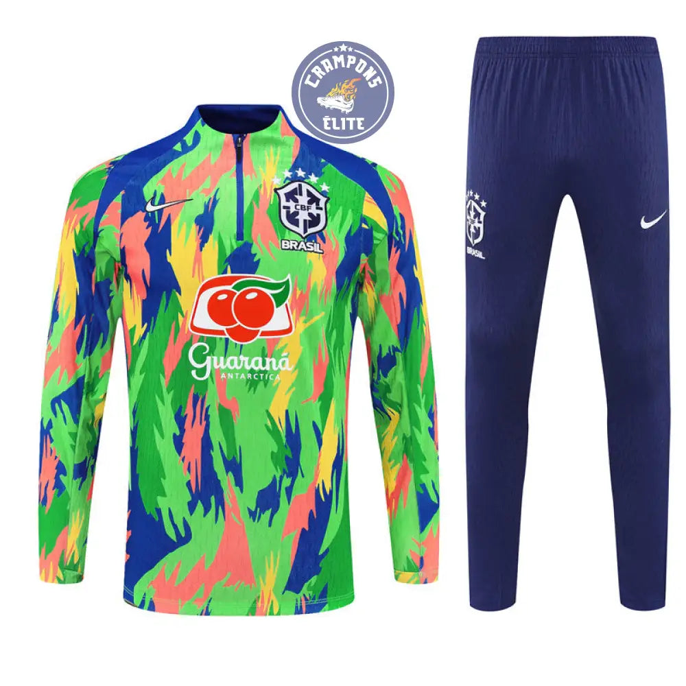 Image of Survêtement d’entraînement demi-zip - Brésil 2025/2026 - Camouflage Vert/Bleu