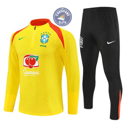 Image of Survêtement d’entraînement demi-zip - Brésil 2025/2026 - Jaune/Noir/Orange