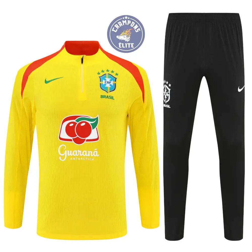 Survêtement d’entraînement demi-zip - Brésil 2025/2026 - Jaune/Noir/Orange