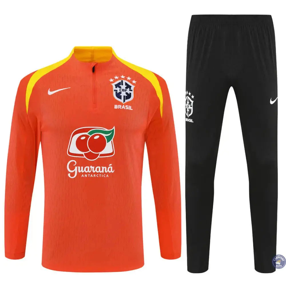 Survêtement d’entraînement demi-zip - Brésil 2025/2026 - Orange/Noir/Jaune