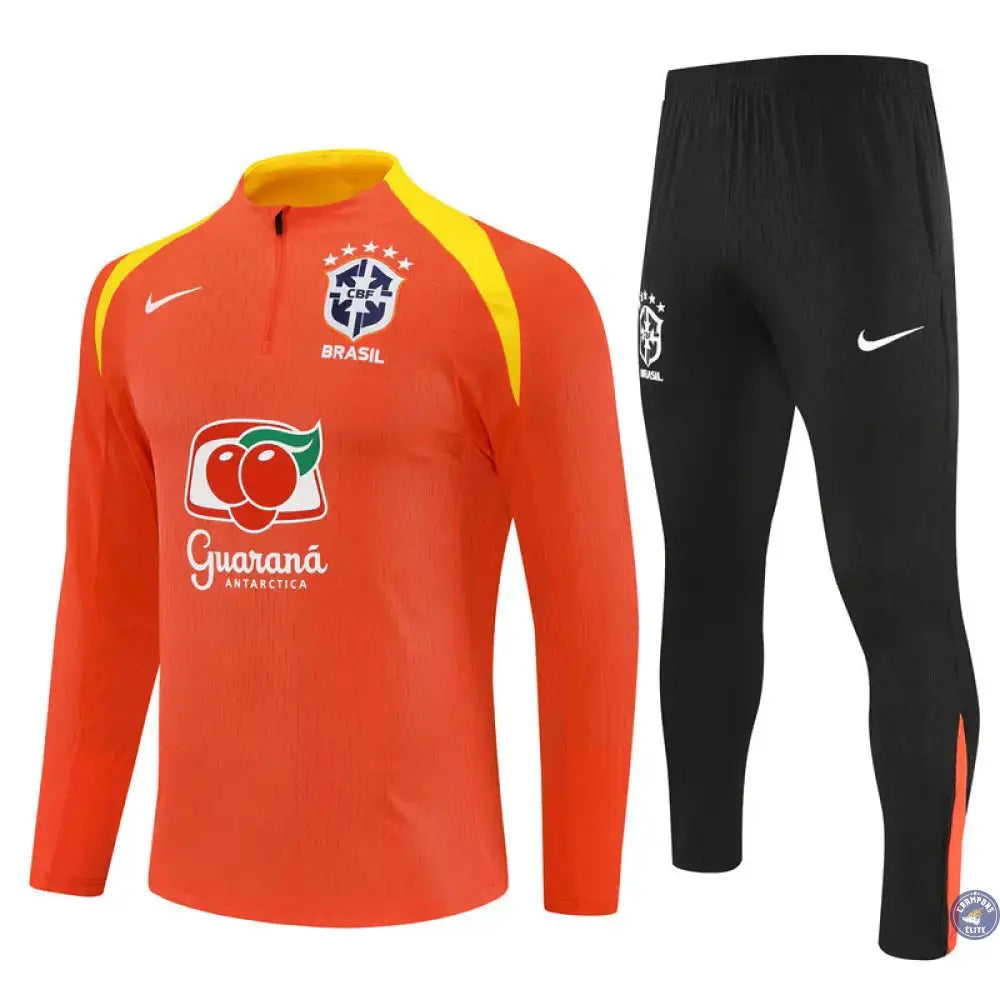 Survêtement d’entraînement demi-zip - Brésil 2025/2026 - Orange/Noir/Jaune