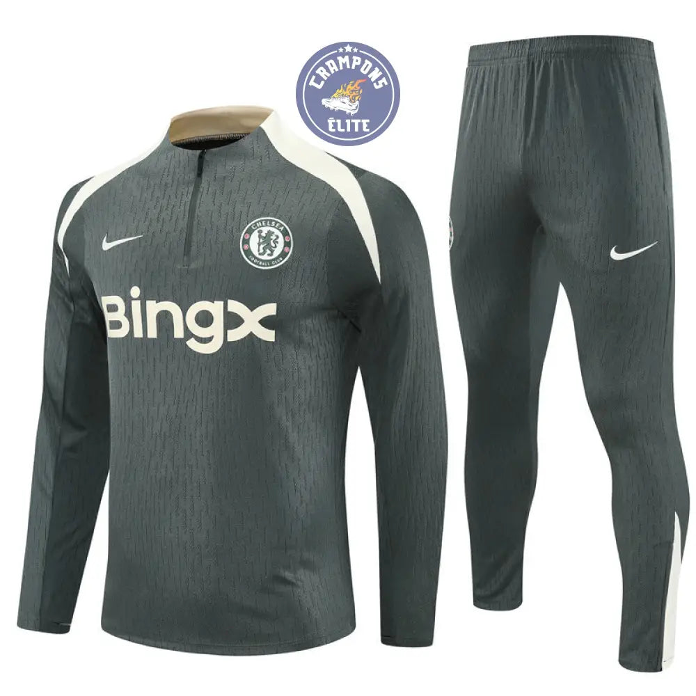 Image of Survêtement d’entraînement demi-zip - Chelsea 2025/2026 - Kaki/Beige