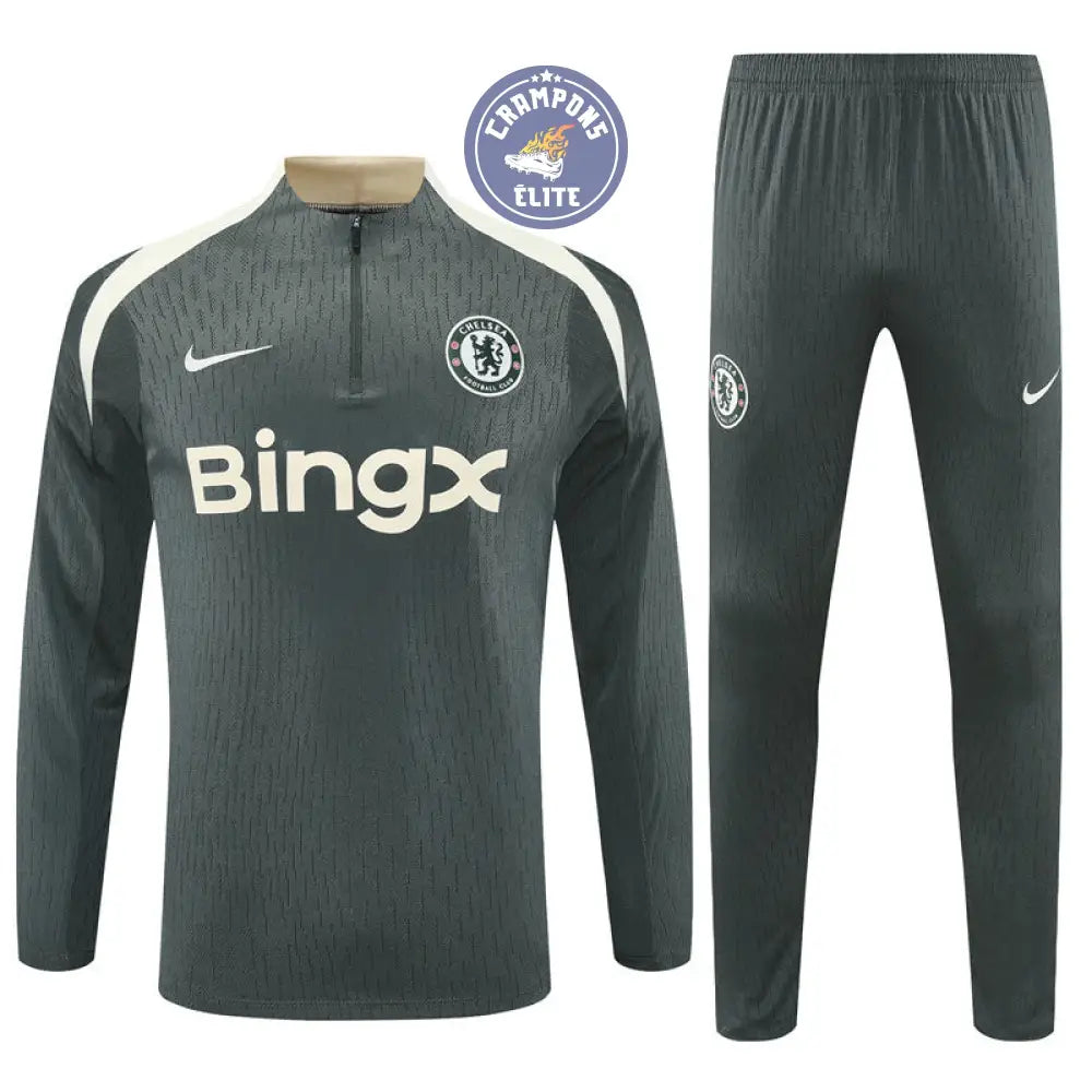 Image of Survêtement d’entraînement demi-zip - Chelsea 2025/2026 - Kaki/Beige