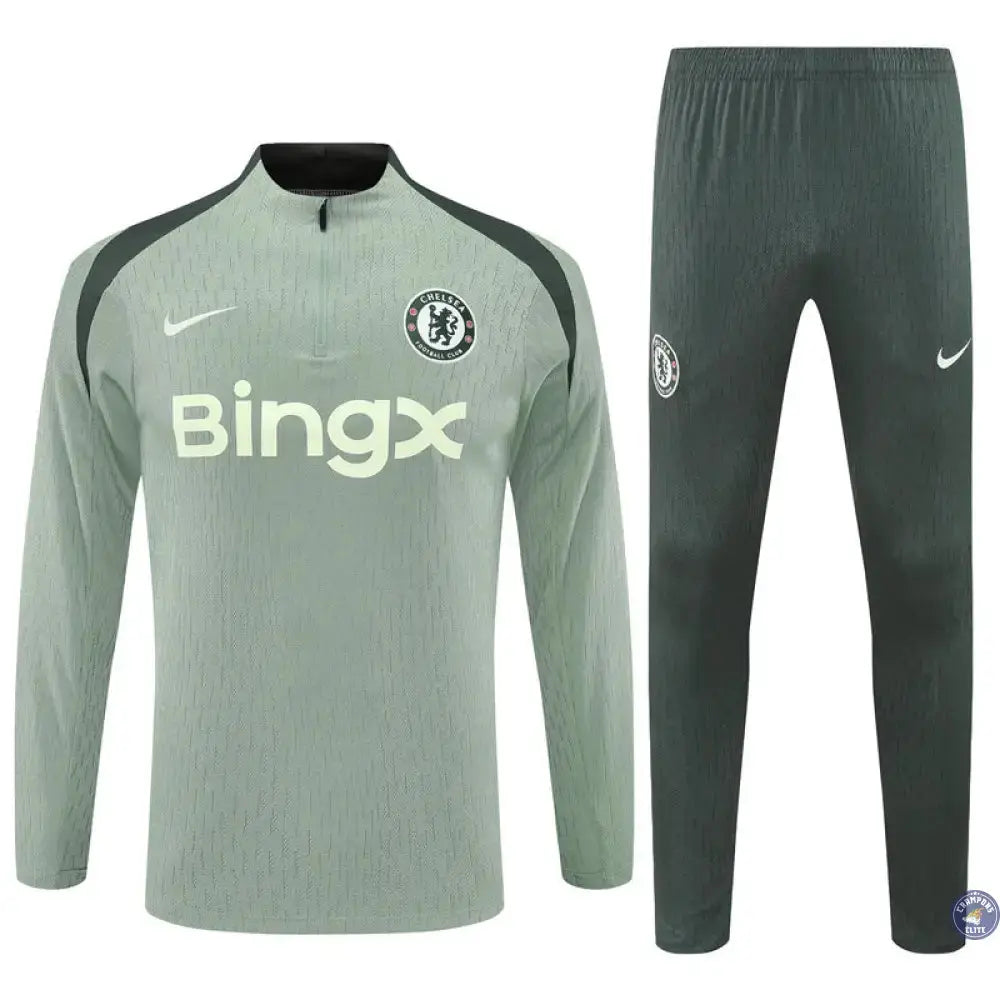 Survêtement d’entraînement demi-zip - Chelsea 2025/2026 - Kaki/Vert Clair